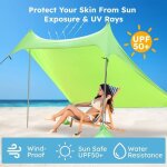Tente de plage extérieure upf50 + tente familiale portable + 4 ancres de sac de sableabri extérieur à ... Tente de plage extérieure upf50 + tente familiale portable + 4 ancres de sac de sableabri extérieur à ...