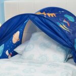Tente pop up pour lit enfant - planet party - bleu