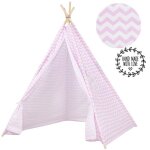 Tente tipi wigwam pour enfant en coton springos� - rose - 160x120x100 cm