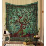 Tenture murale - leoclotho - arbre de vie esthtique - vert et noir
