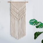 Tenture murale - maison bohemienne - macrame - beige - rectangulaire - ethnique