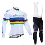 Tenue de cycliste - homme - maillot manches longues + pantalon � bretelle - blanc - multicolor - vtt