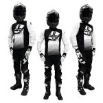Tenue pantalon maillot gants moto cross quad enduro vtt bmx mtb blanc noir stripes jlp racing