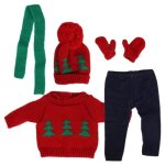 Tenue de poupe bb fille - omabeta - pull de nol pantalons chapeaux - blanc