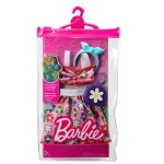 Tenue de v�tements pour poup�e barbie - haut et jupe � fleur sac � main et bandana