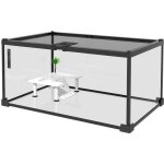 Bo�te � reptiles - pawhut - �levage habitat terrarium couvercle coulissant thermom�tre inclus - verre ...