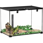 Bo�te � reptiles - pawhut - �levage habitat terrarium couvercle coulissant thermom�tre inclus - verre ...