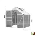 Serre de jardin 36 m� aluminium 190 x 190 x 195 cm + polycarbonate 6 mm anti - uv porte coulissante + ...
