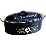 Siegfried terrine ovale 37cm bleu decor fleurs blanches - 134d6