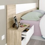 T�te de lit 160 cm avec 2 chevets amovibles et 2 tiroirs - blanc et ch�ne - tl81016 - terre de nuit