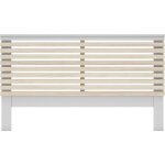 T�te de lit adulte en lattes de bois clair / blanc 160 cm - lucy