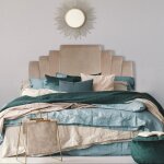 Menzzo t�te de lit arena 140 cm velours taupe - velours l140 x p10 x h120 cm