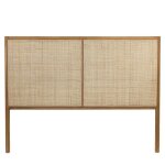T�te de lit cannage 180cm en ch�ne massif - terre de nuit