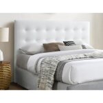 T�te de lit capitonn�e 140 cm - simili - blanc - francesco