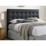 T�te de lit capitonn�e 140 cm - simili - noir - francesco
