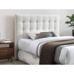 Tte de lit capitonne 140 cm - tissu bouclette - blanc - francesco