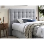 Tte de lit capitonne 160 cm - tissu - gris clair - francesco
