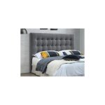 T�te de lit capitonn�e 180 cm - tissu - gris - francesco