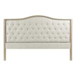 Tte de lit capitonne en bois dhva et lin coloris beige - naturel - longueur 180 x profondeur 10 x ...