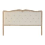 Tte de lit capitonne en chne et polyester coloris beige - longueur 180 x profondeur 10 x hauteur 120 ...