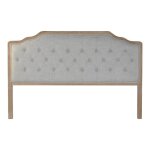 Tte de lit capitonne en chne et polyester coloris gris clair - longueur 180 x profondeur 10 x hauteur ...
