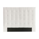 Miliboo - tte de lit capitonne en tissu beige clair naturel l160 cm halciona