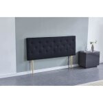 Tte de lit capitonne - november - deco 140 x 100 cm - tissu noir - paisseur totale de 8 cm
