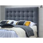T�te de lit capitonn�e - 160 cm - tissu - gris - francesco
