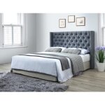 Tête de lit capitonnée - 190 cm - tissu - gris - massimo Tête de lit capitonnée - 190 cm - tissu - gris - massimo