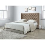 Tte de lit capitonne 190 cm - tissu - beige - massimo