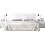 T�te de lit avec chevets int�gr�s - havana - blanc - 2568 x 342 x 96 cm