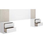 Tête de lit avec chevets intégrés - loma - blanc / bois - 2586 x 342 x 106 cm Tête de lit avec chevets intégrés - loma - blanc / bois - 2586 x 342 x 106 cm