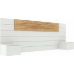 Tête de lit avec chevets freeda blanc et bois 160 cm Tête de lit avec chevets freeda blanc et bois 160 cm