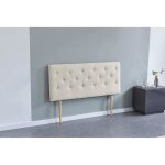 T�te de lit deco 160 x 100 cm - capitonn�e - tissu beige - �paisseur totale de 8 cm - sensoreve