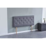 Tête de lit deco 160 x 100 cm - capitonnée - tissu gris - Épaisseur totale de 8 cm Tête de lit deco 160 x 100 cm - capitonnée - tissu gris - Épaisseur totale de 8 cm