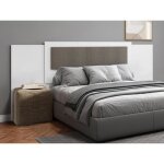 Tte de lit extensible 140 / 160 / 180 cm - blanc et taupe - kylana