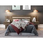 Tte de lit extensible avec chevets - 140 / 160 cm - marron - parati