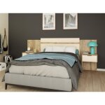 Tte de lit extensible avec chevets - 140 / 160 cm - coloris : naturel et ivoire - parati