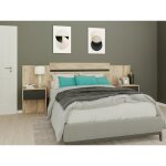 Tte de lit extensible avec chevets - 140 / 160 cm - coloris : naturel et noir - parati