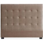 T�te de lit luxor 140cm velours taupe - menzzo - vintage - capitonnage classique - chic