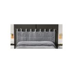 T�te de lit matelass�e � brides gris - taille: 70x160cm - coloris: gris