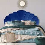 T�te de lit mermaid 180 cm velours bleu