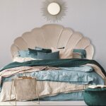 Tte de lit mermaid 180 cm velours taupe