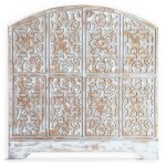 Tête de lit style oriental bois sculpté linium 120cm gris patiné Tête de lit style oriental bois sculpté linium 120cm gris patiné