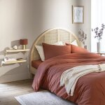 T�te de lit cannage arrondie en pin massif anna 140 cm - tl17028 - bois naturel - terre de nuit