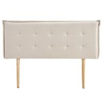 T�te de lit timoth� 140 capitonn�e en tissu rembourr� pieds en bois design �l�gant pour lits 140 cm �cru ...