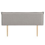 T�te de lit vincel 160 rembourr�e en tissu polyester pour lit 160 cm sur pieds en bois gris
