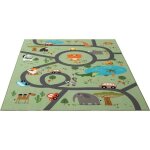 Tapis de jeu - the carpet - happy life - rues & animaux - vert - 140x200 cm