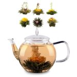 Th�i�re - feelino klarstein - avec fleurs - 800 ml - verre borosilicat� - filtre en acier - fait main ...