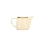 Theiere anna 500ml en gres creme avec couvercle en hevea
